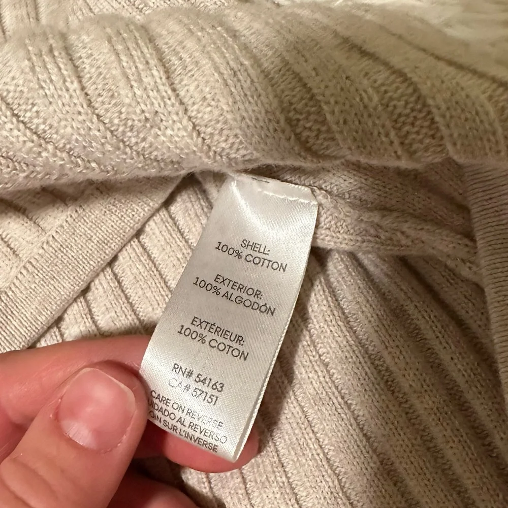 Calvin Klein Beige Ribbed Cropped Long Sleeve Top Sweater - Picture 8 of 8